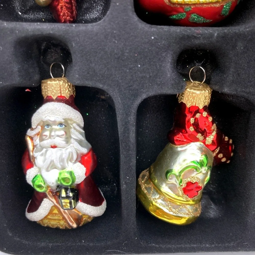 Set of 12 Macy's Holiday Lane Studio Blown Glass Mini Christmas Ornaments 2012
